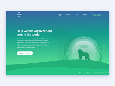 Earth Conservation landing page