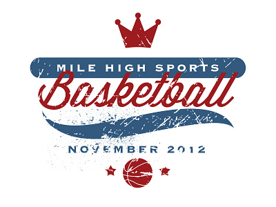 Mile High Sports Basketball Badge badge basketball distressed drew wallace logo retro vintage