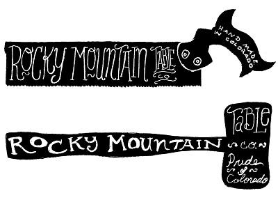 Rocky Mountain Table Co american colorado drew wallace hammer hand lettered logo mallet pencil rocky mountains saw sketch typography