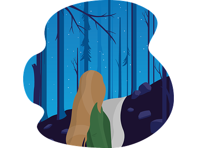 Girl in woods illustration