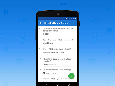 QuickTapSurvey Android app android app material design mjh qts survey