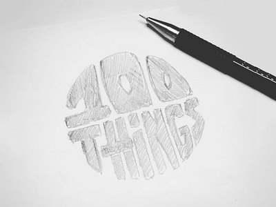 100THiNGS graphite identity logo sketch