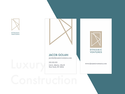 Dynamic Ventures Logo branding business card construction construction logo futura green logo luxury minimal tan typography