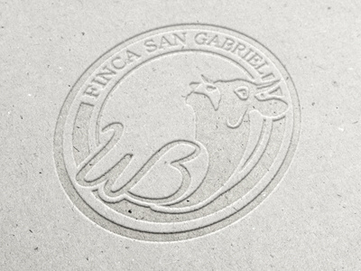 Finca San Gabriel farm logo paper stamp steer