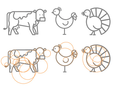 Circle and Line Icons chicken circle cow line restaurant sydney goldstein turkey