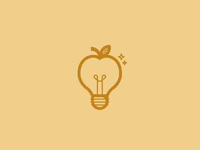 Lightbulb & Apple apple combination electricity icon leaf lightbulb logo spark stem sydney goldstein the noun and noun challenge vector