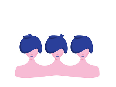 Three 3 figure girl hair head illustration lady woman