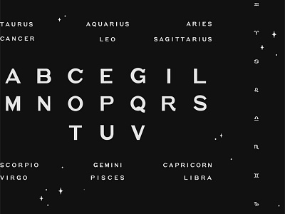 Zodiac Type alphabet celestrial letterforms lettering type typeface zodiac