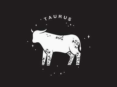 Taurus bull celestial floral flourish leaves lettering star taurus vines zodiac