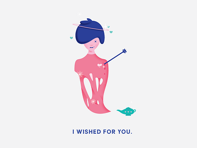I Wished For You arrow dark dead genie guts heart illustration love magic valentines day
