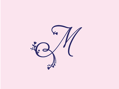 M feminine floral flowers leaf lettering type