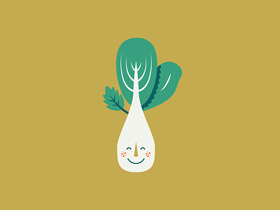 Bok Joy bok choy character cute happy icon illustration leaf smile vector