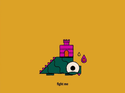 Fight Me castle cute dinosaur fire flame geometric icon illustration monster sydney goldstein vector