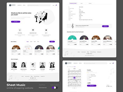 Online Sheet Music Store design graphic design illustration instruments light minimal music online product purchese sell shopping store ui ux website