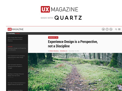 UX Magazine + Quartz Mashup layout magazine quartz redesign ui ux ux magazine