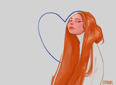 <3 blue ginger heart illustration photoshop