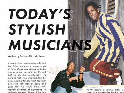 Today's Stylish Musicians design editorial design editorial layout magazine print