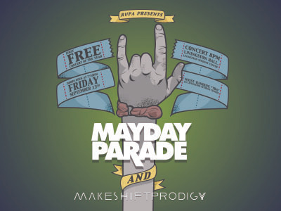 Mayday Parade & Makeshiftprodigy Flyer concert illustration punk routers school show vector