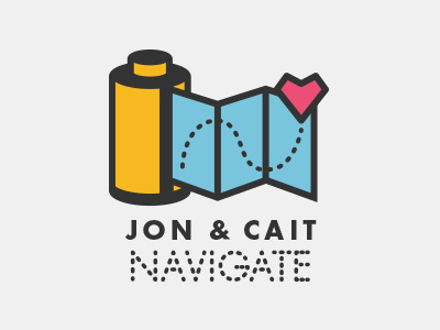 Jon & Cait Navigate camera logo map travel vector