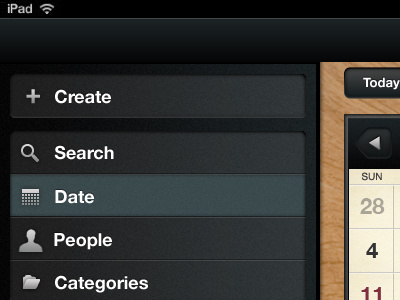 iPad App Calendar Side Nav app ipad
