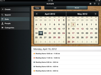 iPad App Calendar View Full Comp