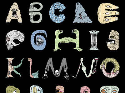 Monster letters abc illustartion lettering letters vector