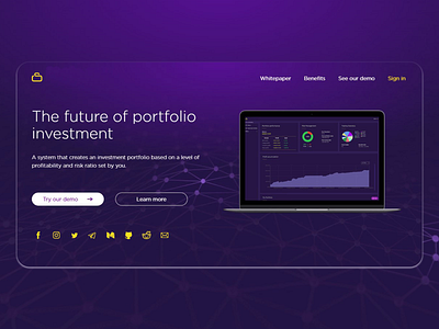 Investment portfolio landing page branding design flat front end design landing page minimal ui vector web website