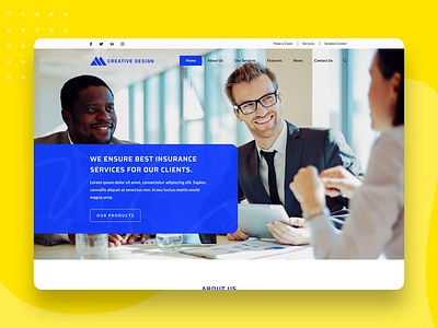 Website header design - Website ui ux design - Web design corporate creative landing page layout minimal product design responsive typography ui ui design user interface ux visual design web web design webdesign website website design white yellow