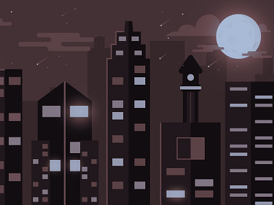 Night City Scene drawing dribbble illustration ui design