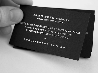 Dubois Group branding business card foiling folio photography process
