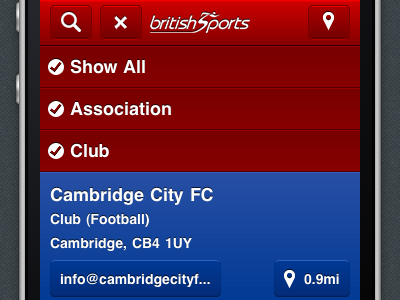 British Sports: Filter Results css html5 iphone littleredletter ui web app