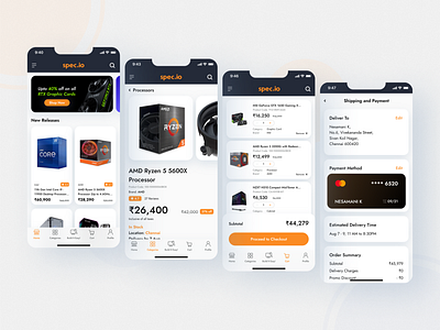 spec.io - PC E-Commerce Store app card design detail ecommerce interface minimal mobile online shop online store order summary product product page shopping ui ux