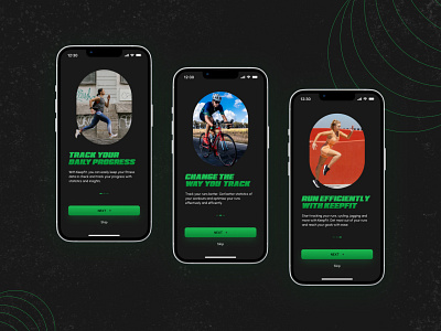 Onboarding Screens | KeepFit - Running Tracker App app design design fitness app fitness tracker interface login mobile mobile design mobile ui onboarding onboarding illustration signup splash ui ui design ux workout app