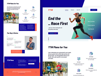 TTW - Website for Runners blue energetic moye moyedesign orange running sports uiux vivid website website design