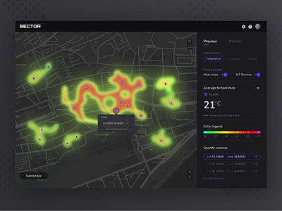 Sector Web App - IOT Devices - Temperature Heat Map
