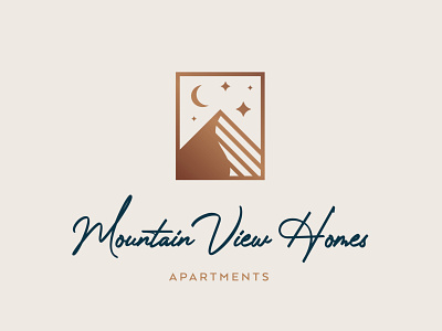 Mountain View Homes apartments branding logo mark moon mountain moye moyedesign night rectangle stars