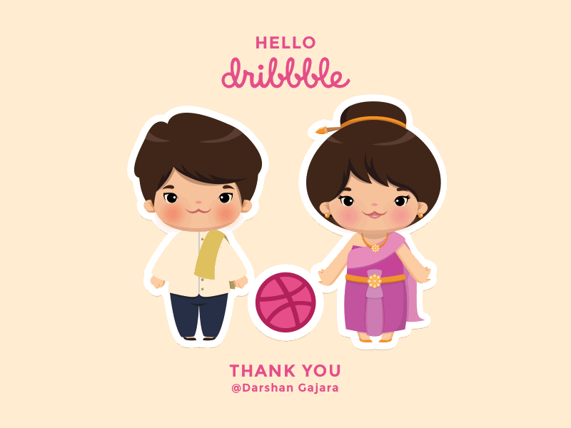 Hello Dribbble! aomam character first shot gif hello invitation invite thailand thank you