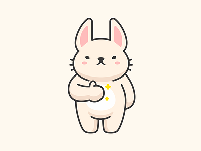 Rabbit adorable animal aomam bunny cartoon character cute illustration like mascot rabbit thumb up vector