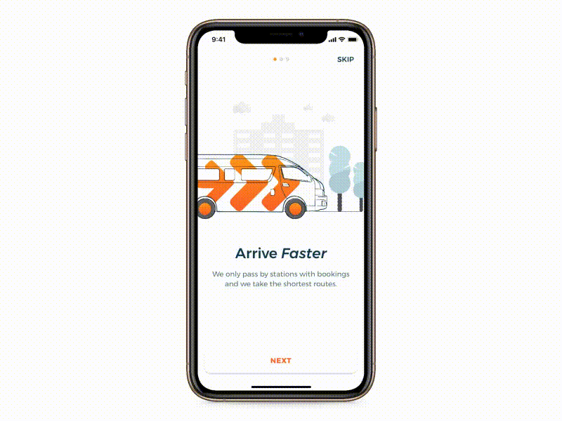 buseet 2.0 - Onboarding animation bus bus pooling buseet cold experiment growth illustration middle east minimal modern onboarding onboarding ui orange transition transportation ui uiux warm warm colors