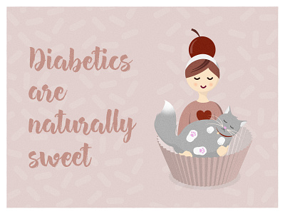 Naturally Sweet cake cat cupcake diabetes diabetic drawing girl health illustration sweet woman
