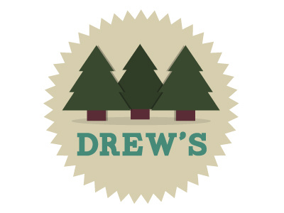 Drews logo number 2 badge brown cream gardening green logo trees