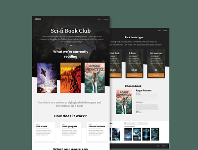 Sci-fi Book Club Design landingpage ui website