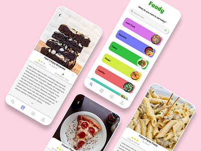 Foody - Recipe App app blue figma food green material minimalist recipe ui ux