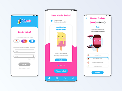 PicMix - Popsicle App app design flat ice cream illustration minimalist popsicle prototype ui ux xd