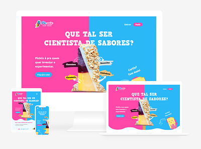 PicMix - Popsicle Responsive Website blue design ice cream illustration minimalist pink popsicle responsive responsive design responsive website ui ux web website xd