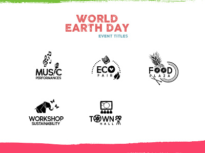 Event Titles day earth eco event food green logo music title workshop world