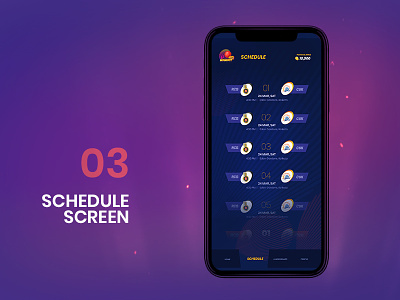 Schedule Screen app celebration cricket design game internal project