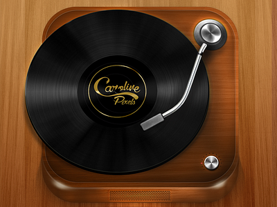 Retro Record Player Icon app icon ios icon just for fun knobs record player texture vinyl wood