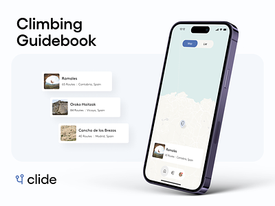 Clide - Your Climbing Guidebook app app design climb climbing guidebook interactive mobile sport ui ui design