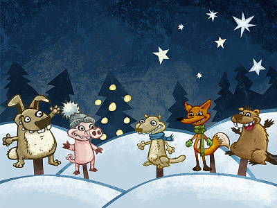 PF 2014 animals animation czech fox happy new year motion pig winter